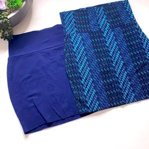 Bundle of 2 size Small navy blue print electric blue cotton spandex mini